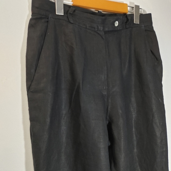 Elliott Lauren 100% Linen Pants Black Size 14 - Picture 3 of 5